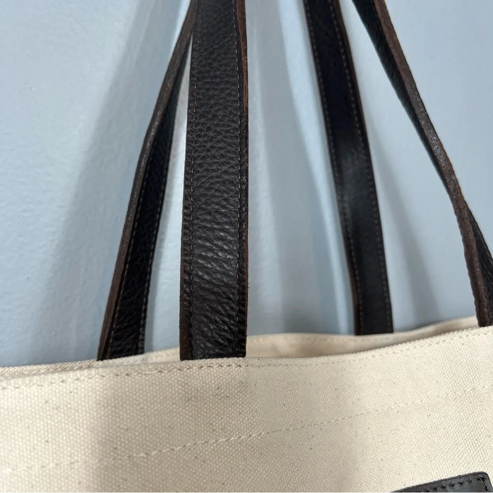Warden Brooks New York Large Canvas Tote With Leather Handle Made in USA